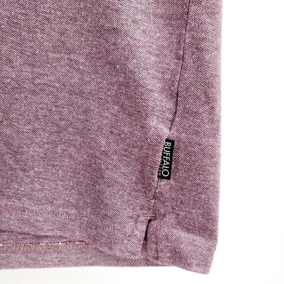 Buffalo David Bitton Maroon Red Polo Shirt with Pocket Short-Sleeved Men's Sz L - Picture 5 of 6